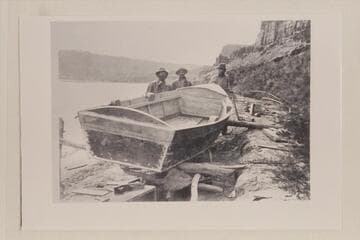 John Ginty, George Uden, Timothy O'Keefe.  Working on "Nancy Lee" at mouth of Crescent Creek