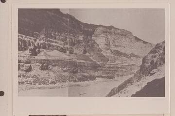 Lava Falls, A Basalt Flow from the Plateau, 28.3 miles below Havasu Creek.  The upper and lower lavas have no immediate relation to each other.  Geology by R. C. Moore