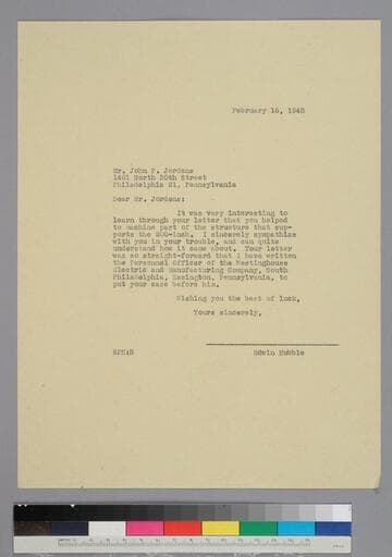 EPH writes to John Jordens