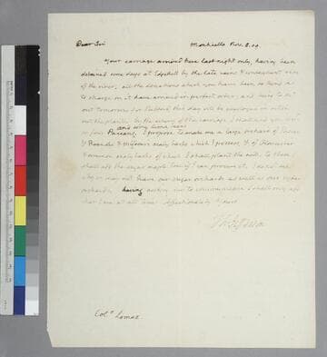 Thomas Jefferson, Monticello, letter to Thomas Lomax